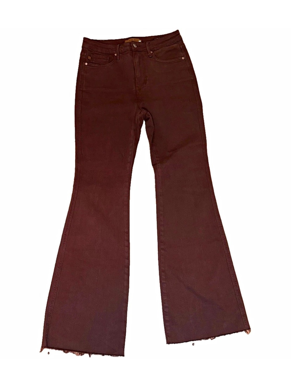 Judy Blue Juniors 7 Brown Garment Dyed Mid Rise Flare Denim Jeans 5-Pocket